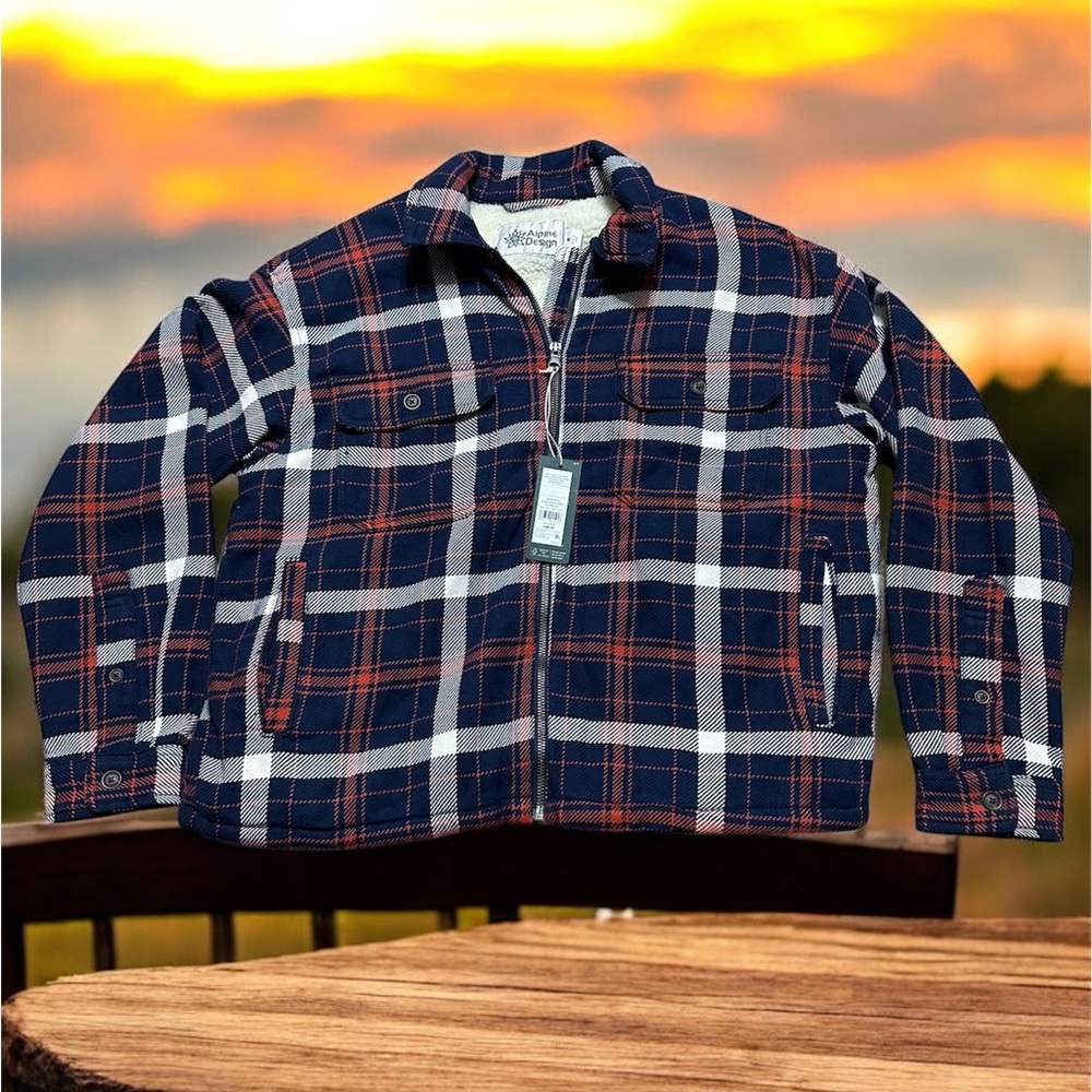 Woolrich Kids Blue and Red Plaid Jean Jacket